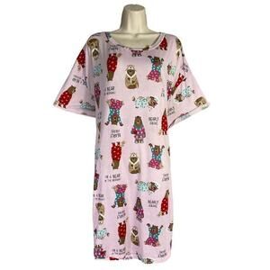 Secret‎ Treasures Women's Pink Bear Graphic Sleepshirt Nightgown Size L